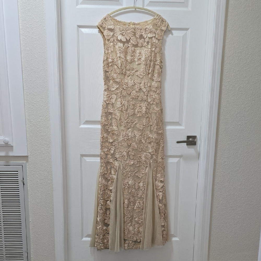 Alex Evenings Floral Lace Maxi Dress in Cream